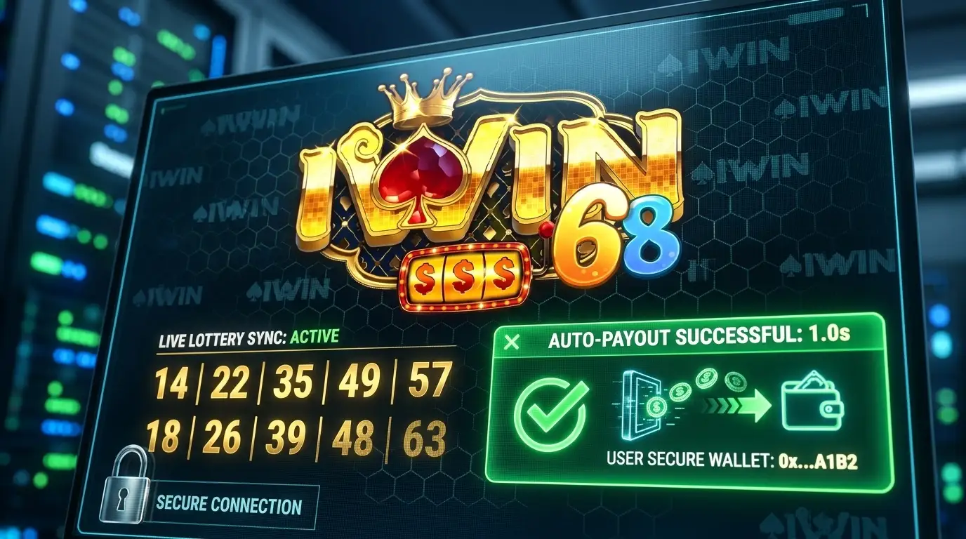 Màn hình hệ thống API đồng bộ kết quả xổ số thời gian thực và công nghệ trả thưởng tự động 1 giây tại sảnh Lô Đề IWIN.