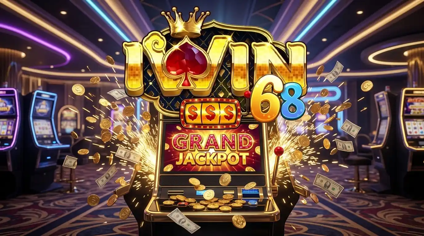 Giao diện sảnh Game Slots IWIN với đồ họa 3D và các hũ Jackpot khổng lồ rực rỡ đang nổ thưởng.