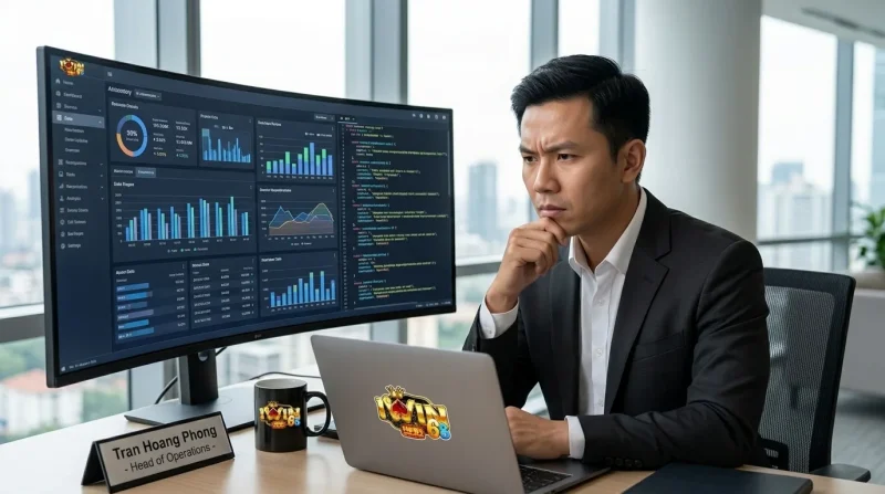 Chuyên gia Trần Hoàng Phong đang làm việc trước máy tính, kiểm soát luồng dữ liệu API