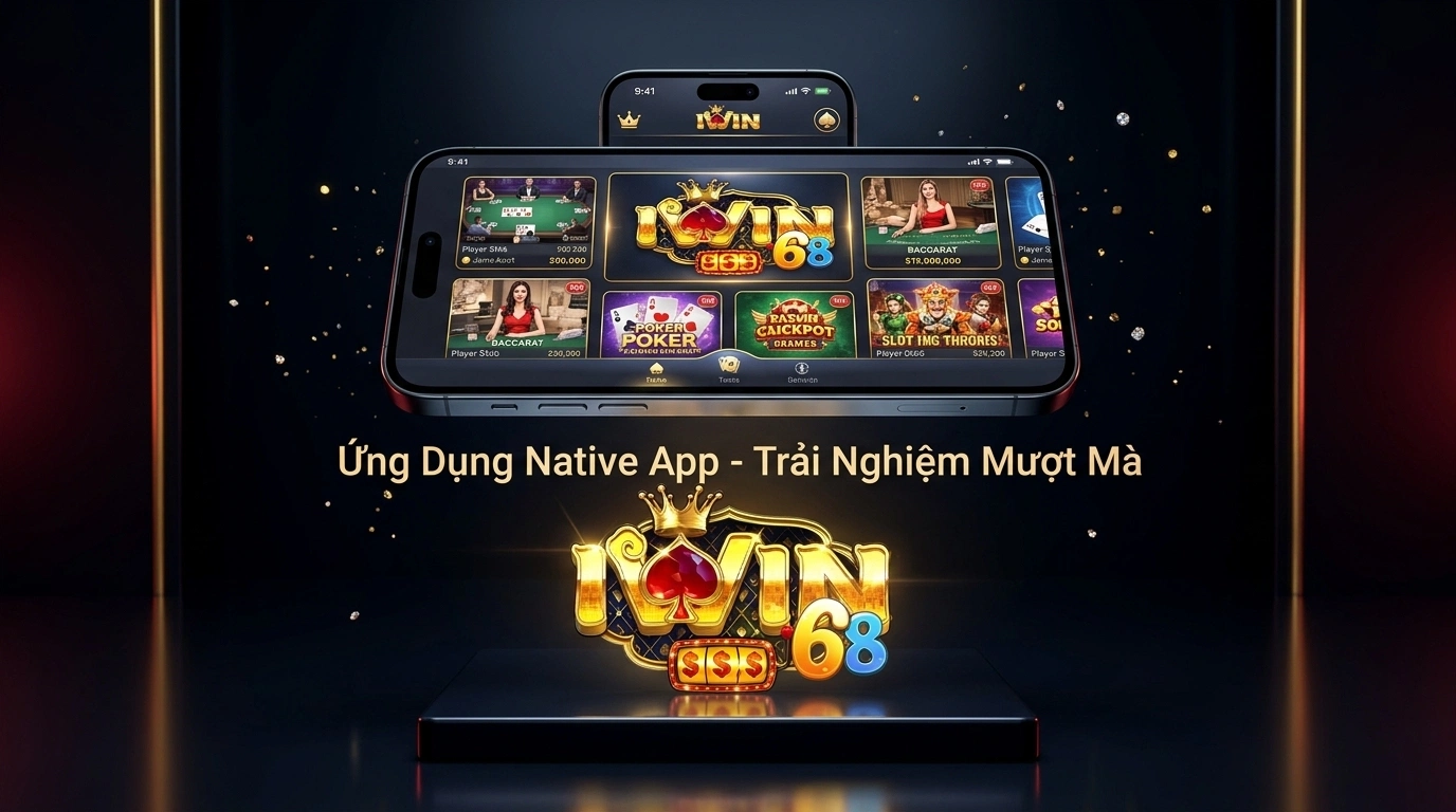 Giao diện ứng dụng giải trí IWIN Native App trên điện thoại thông minh, được tối ưu hóa hiệu năng, dung lượng nhẹ và tích hợp công nghệ bảo mật tiên tiến.